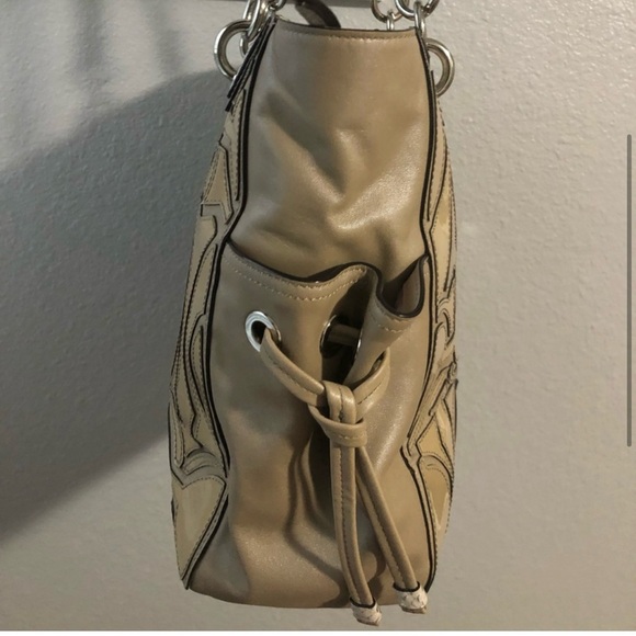 Coach Vintage Y2K Colette Signature Overlay Putty Leather Hand Bag Tote - Picture 2 of 14